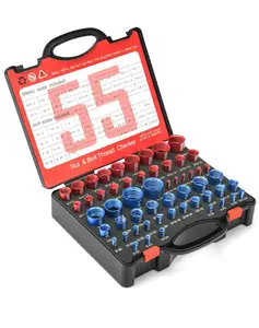 55-Piece Thread Checker Set – Nut & Bolt Size Gauge (Metric & SAE), Thread Identifier Tool with Storage Box for Quick & Accurate Measurement