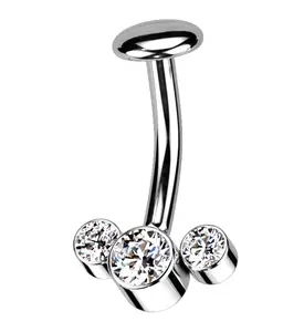 Triple Clear CZ Titanium Threadless Floating Belly Button Ring