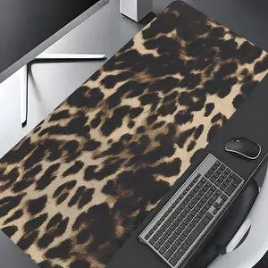 Classic Brown Black Leopard Sexy Print Large Gaming Mouse Pad, Washable Rubber Extended Desk Mat with Non-Slip Base, Girly Aesthetic Home Office Decor, Mouse Pads for Desk, Christian Gifts for Women, Office Desk Accessories