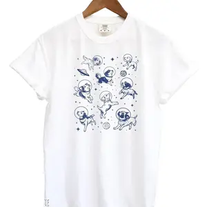 Dogs In Space Retro T-Shirt, Funny Dog Lover Graphic Tee, Dog Moon 90s Shirt, Vintage Animal Gag Unisex Tee, Dog Lovers Gifts