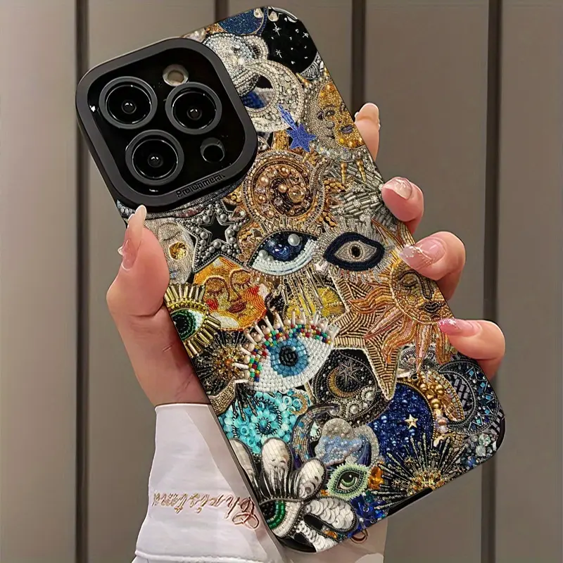 Hand-Painted Artistic Pattern Shockproof Ultra-Thin Protective Phone Case, Suitable for iPhone 16/15/14/13/12/11 Pro Max, Stylish Gift for Him or Her