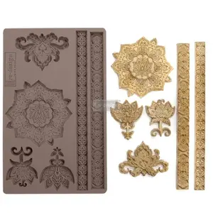 Redesign with Prima Redesign Décor Moulds® -Agadir Patterns 5"x 8" 8 mm thickness Copyright #VA0002330854 For Furniture molding trim , Wall trim,3D Clay Moulding ,3d Resin mould, Soap Mold, Candle Mould