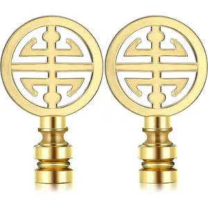 2 Pieces Lamp Finials for Asian Oriental Brass Lamp Finials Shade Decorative Happiness Symbol for Table Home Room(Aeneous)