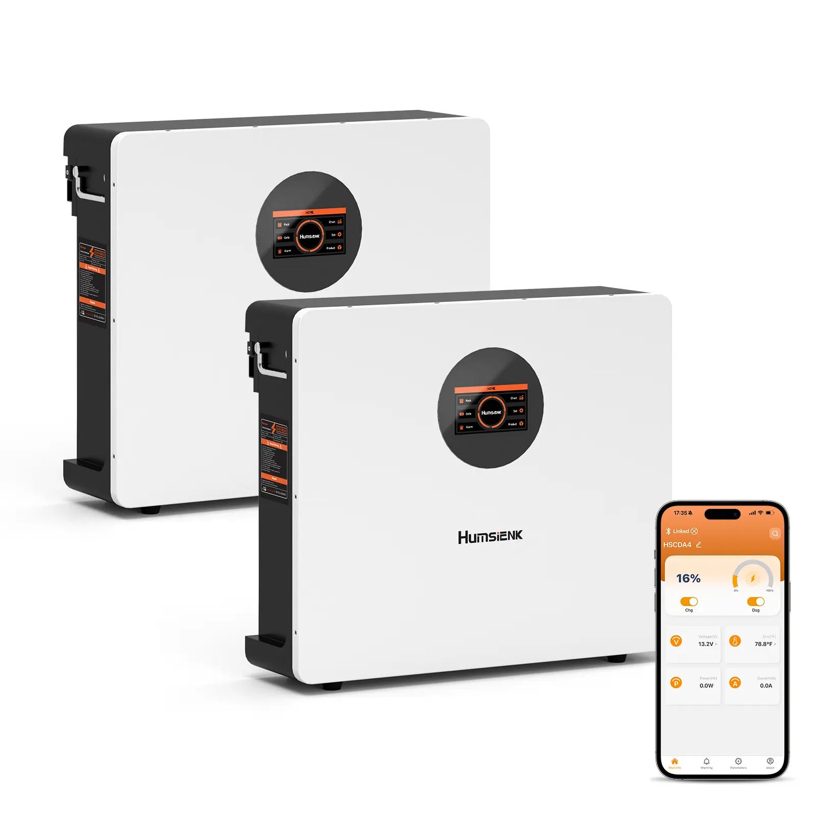 HumsiENK 48V 100Ah Wall-mounted LiFePO4 Bluetooth Battery, Built in 100A BMS & LCD Touchscreen(Indicator), Grade A Cells & 6000+ Deep Cycles for Off-Grid, Solar System, Home Backup