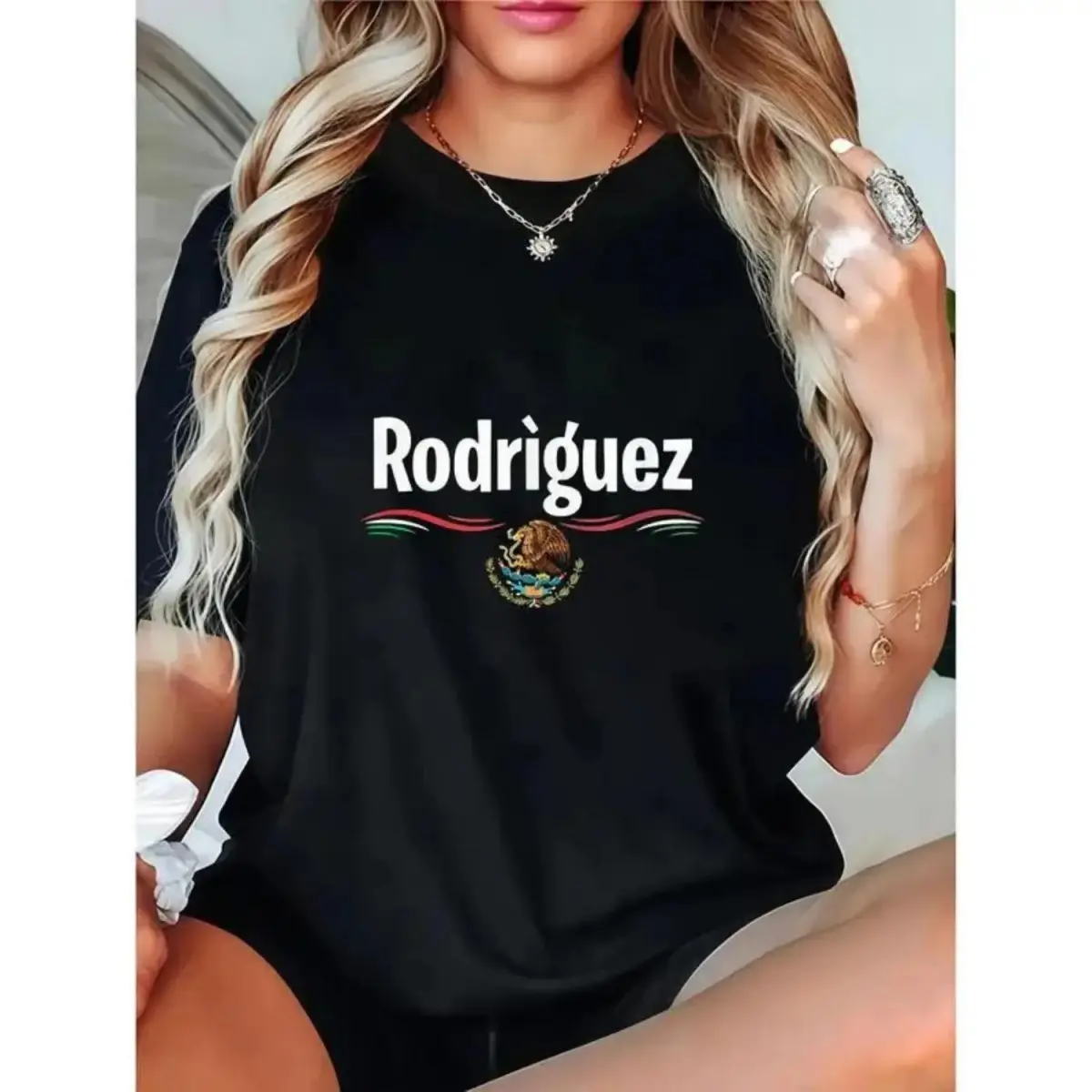Unisex Mexico Flag Cotton T Shirt with Spanish Birthday Gift Featuring Name Rodriguez