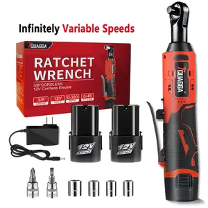 TQUAGGA 3/8" Cordless Electric Ratchet Wrench Set, 12V, 45ft-lbs,Variable speed Power Ratchet Wrench,with Batteries*2,Automotive Repair Tools, Electric Tools cordless,Hardware,Impact,Heavy Duty