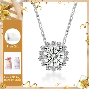 Moissanite 1ct Sunflower Pendant Necklace Flower Pendant Elegant Jewelry Perfect Christmas Birthday Engagement Wedding Anniversary Gift mothersdaygift