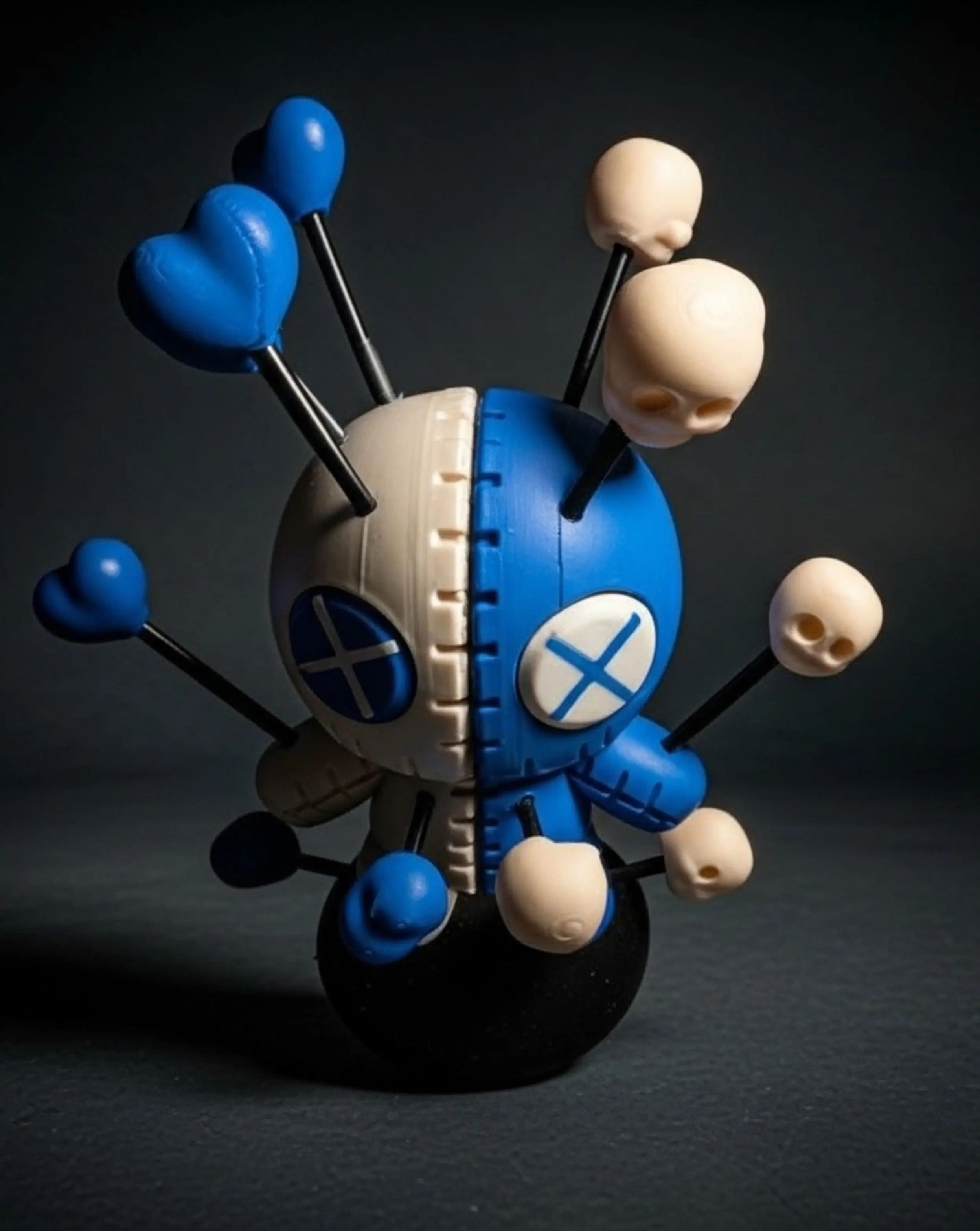 Split-Design Voodoo Doll Collectible (Cobalt & Cream)