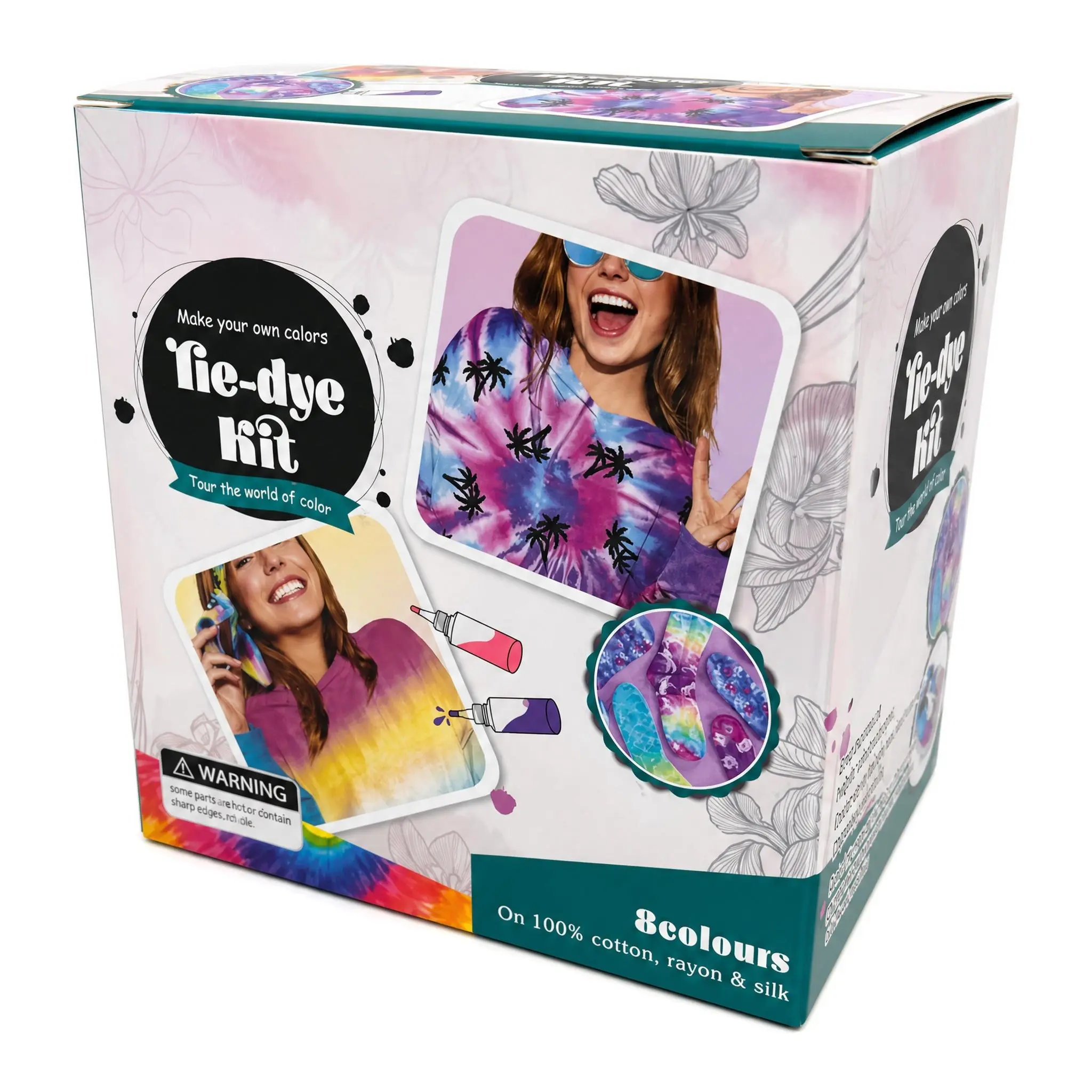 Fzihue 8-Color Multicolor Tie Dye Craft Kit - All-In-1 Non-Toxic Washproof Permanent Wash Resistant No Need for a Stove DIY Set for Kids, Includes Gloves, Apron, Rubber Bands, Ideal for T-Shirts, Party Activities