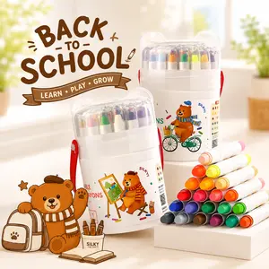 JUPITEARTH【Buy 1 Get 1】  36/24/12  silky crayons Vibrant Colors Washable Twistable Bear Crayons Non-Toxic Ultra-Silky Easy-Grip for Toddlers Kids School Art Supplies Ideal Coloring   oil pastels  back to school shopping  summerwins Colorful Illu
