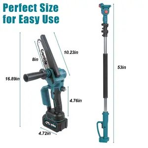 2-in-1 Electric Pole Saws for Tree Trimming, 8 Inch Mini Chainsaw Cordless with Extension Pole, Battery Powered Pole Chain Saw, Tree Trimmer Limb Branch Cutter Pruner with 2 Battery