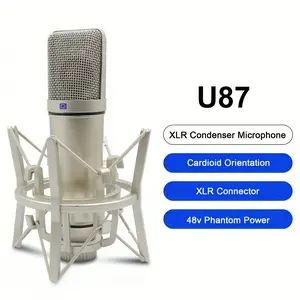 U87 XLR condenser microphone, professional cardioid recording, podcasting, dubbing, streaming media, karaoke, video conferencing powered studio microphone set with microphone stand and 98.43 "/98.43" cable