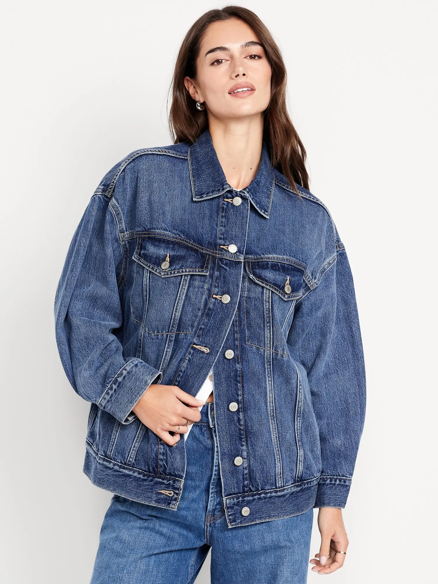 Old Navy Women's Oversized Jean Trucker Jacket