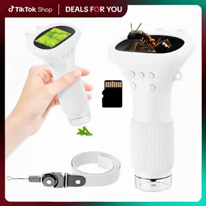 Digital Microscope LED Screen Perfect Gift for School Boys and Girls Portable Yellow Magnifier with Adjustable Strap