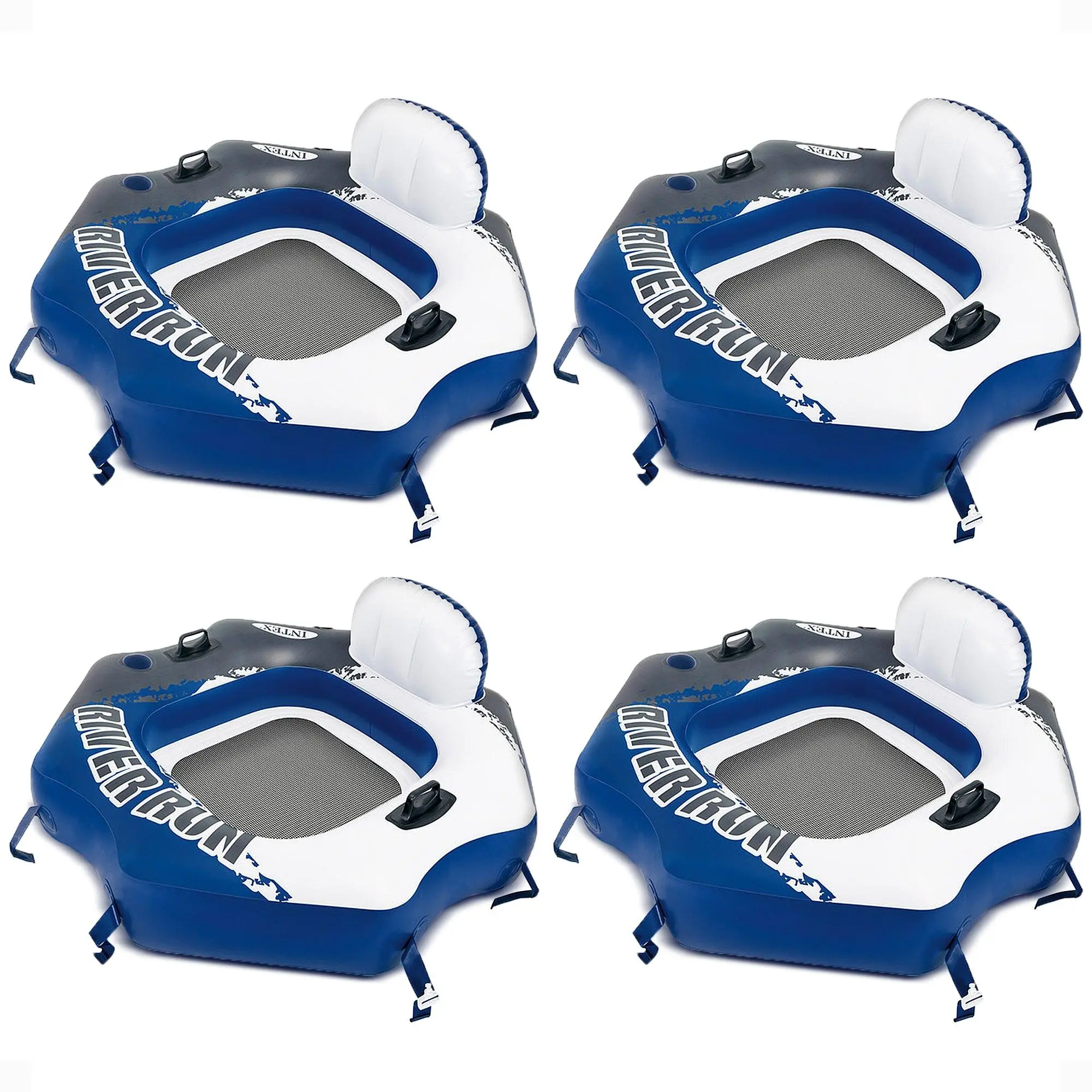 Intex River Run Connect Vinyl Lounge Inflatable Floating Water Tubes (4 Pack)