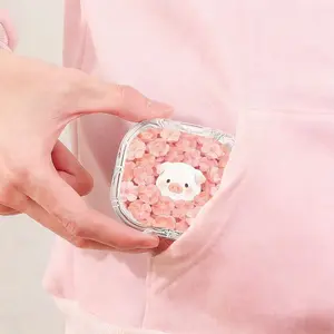 Cherry Blossom Pink Pig Printed Retainer Box Literary Fresh Denture Storage Case Student Portable Orthodontic Retainer Box Waterproof Moisture Proof Invisible Aligner Holder