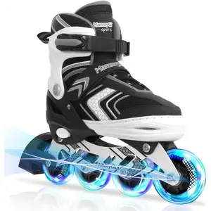 MammyGol girls' inline roller skates with fully illuminated wheels, adjustable beginner blades, suitable for teenage rollers
