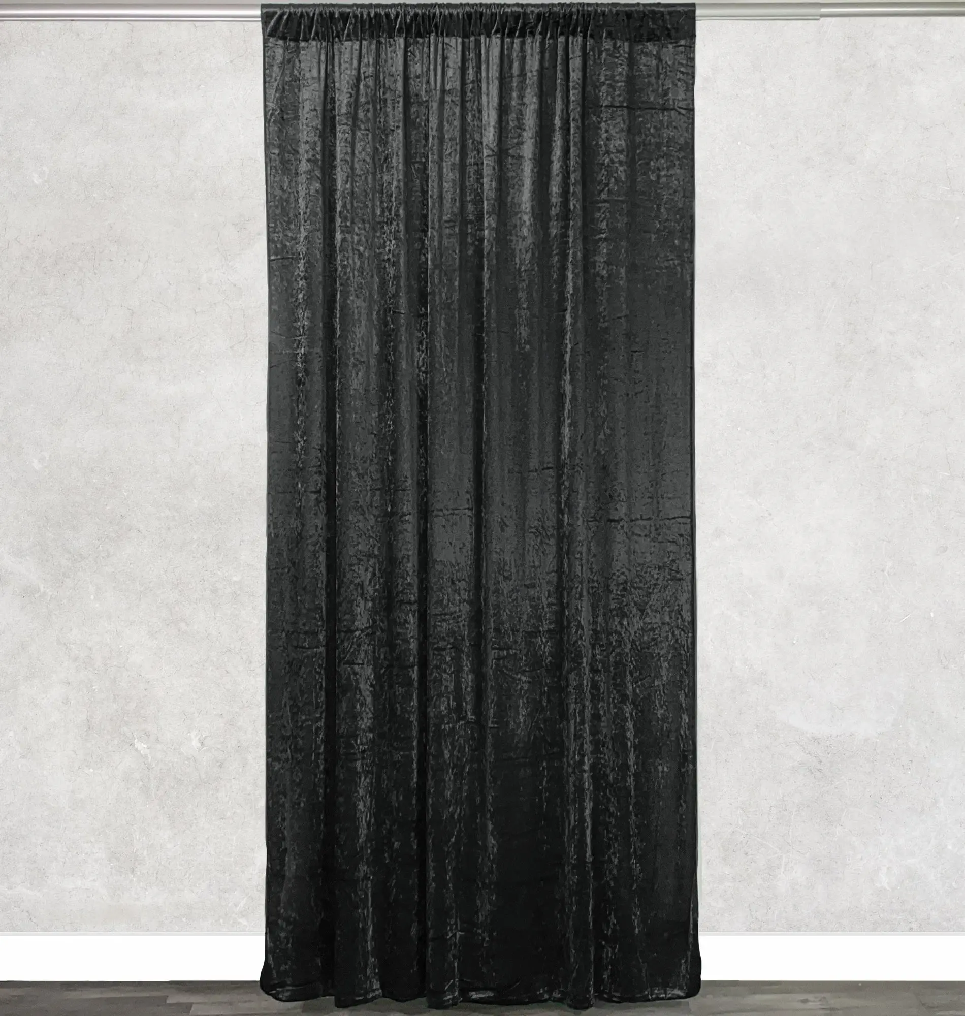 Velvet 8 ft x 60 Inch Drape with 4 Inch Pocket Black