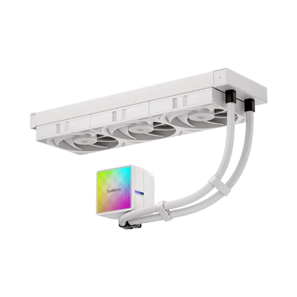 Sudokoo NEXAURA 360 WHITE CPU Cooler with ARGB Diamond Glow, Adjustable Cooling System, 2500-3600 RPM Adjustable Speed for Intel & AMD Desktop Processors