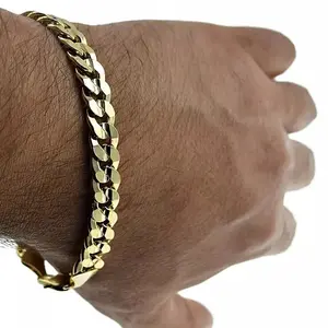 Men's 14K Gold Plated Miami Cuban Link Hip Hop Bracelet 9" 9MM Thick Wrist Chain for Men - Fashion Accessory