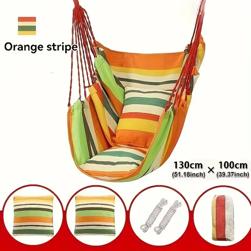 Outdoor Camping Hammock Chair - Soft Canvas Leisure Swing with Plush Pillow and Cushion, Sturdy Hanging Design, Perfect for Indoor, Outdoor, Home, Bedroom, Yard, Camping, Relaxation, and Leisure Activities