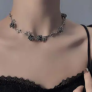 Fashionable and exquisite trendy punk thorny rose necklace retro hip-hop niche girls party accessories
