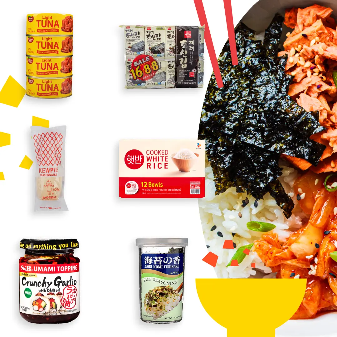Spicy Tuna Rice Bowl Bundle - Korean Easy Meal - Quick & Easy Prep - Dongwon Canned Light Tuna with Hot Pepper Sauce, Kewpie Mayo, Seaweed Spicy Tuna Rice Bowl Bundle - Korean Easy Meal - Quick & Easy Prep - Dongwon Canned Light Tuna with Hot Pepper Sauce, Kewpie Mayo, Seaweed