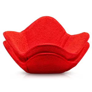 Liberhaus Microwave Bowl Cozy Huggers for Hot Food 2 Pcs Kitchen Heat Resistant Flexible Pot Holders Red Microfiber Soup Dessert Pasta Popcorn Bakeware Set High Quality Polyester
