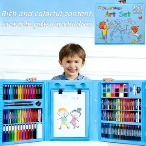 208 PCS Art Supplies, Drawing Art Kit for Kids, Art Set with Double Sided Trifold Easel, Oil Pastels, Crayons, Colored Pencils, Watercolor Pens Gift for Girls and Boys