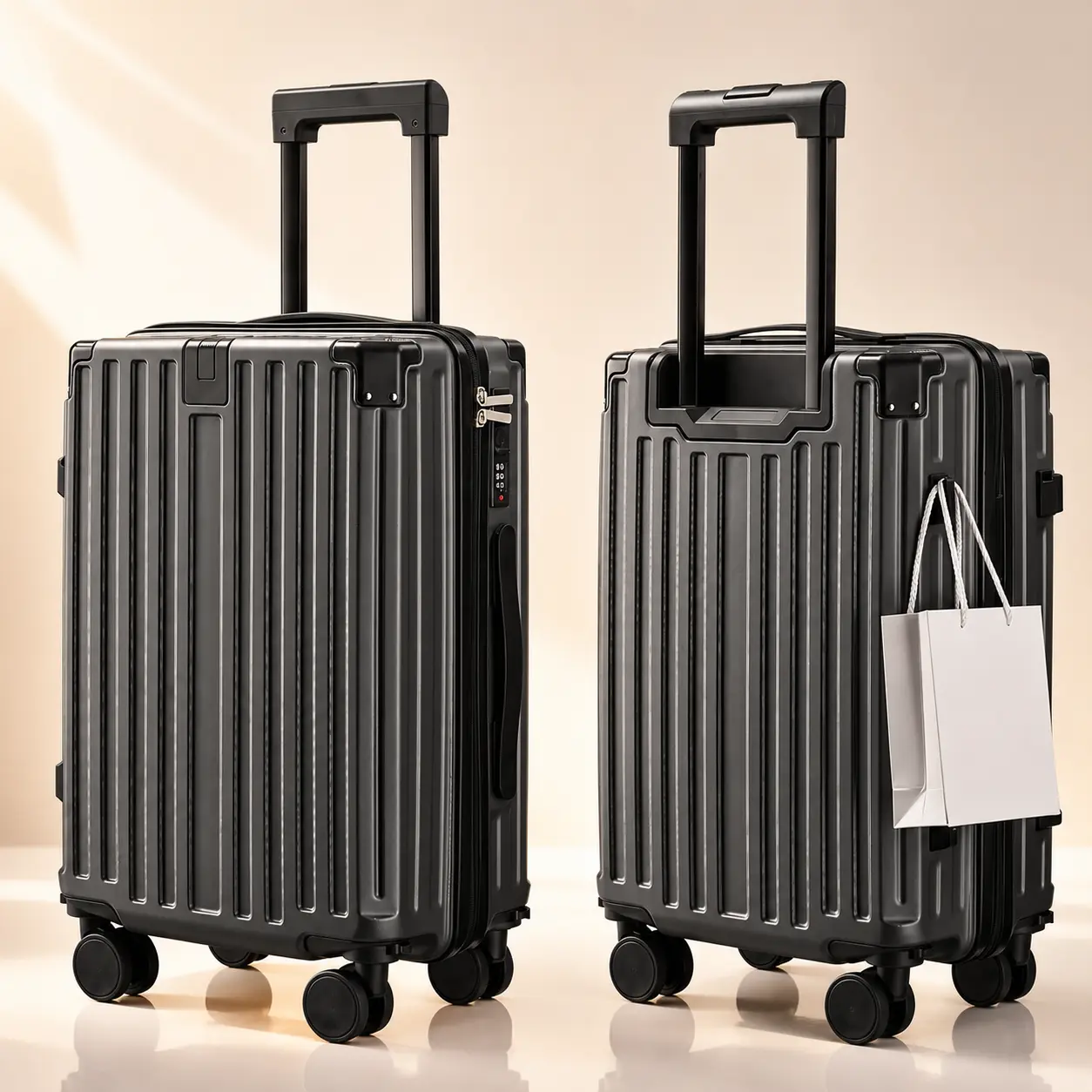 20-in Carry On Luggage, Acrylonitrile Butadiene Styrene (ABS) Hard Shell Suitcase with 4 Wheels 360 Rotation, Combination Lock, Side Hook, Aluminum Corner Guards, Cross Packing Straps, Lightweight for Business Trips