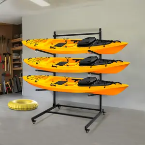 Kayak Storage Rack, Widen & Lengthen Freestanding Kayak Stand with Wheels for Kayak, Holds Up to 4/3 Kayaks, Canoes, Surfboards and Paddle Boards