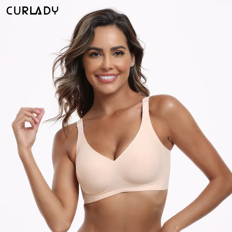 【Curlady】Women Comfortable Push Up Bras Wireless Seamless Full Coverage Bra Buttery Soft Everyday Tshirt Bra Convertible Bra