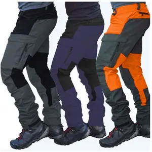 Colorblock Body-Fitting Men's Pants - Slim-Fit American Biker Cargo Trousers with Multi Pockets for Outdoor Sports, Casual Wear