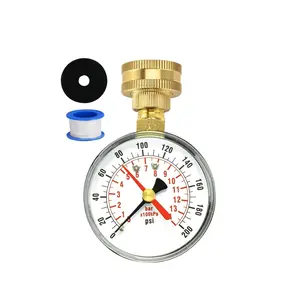 CINACE 2-1/2" Water Pressure Test Gauge, 0-200 PSI, Red Max Pointer, 3/4" Female Hose Thread, Rust-Free Corrosion-Resistant Case, Brass Connector, for Home, Garden, RV, Indoor/Outdoor