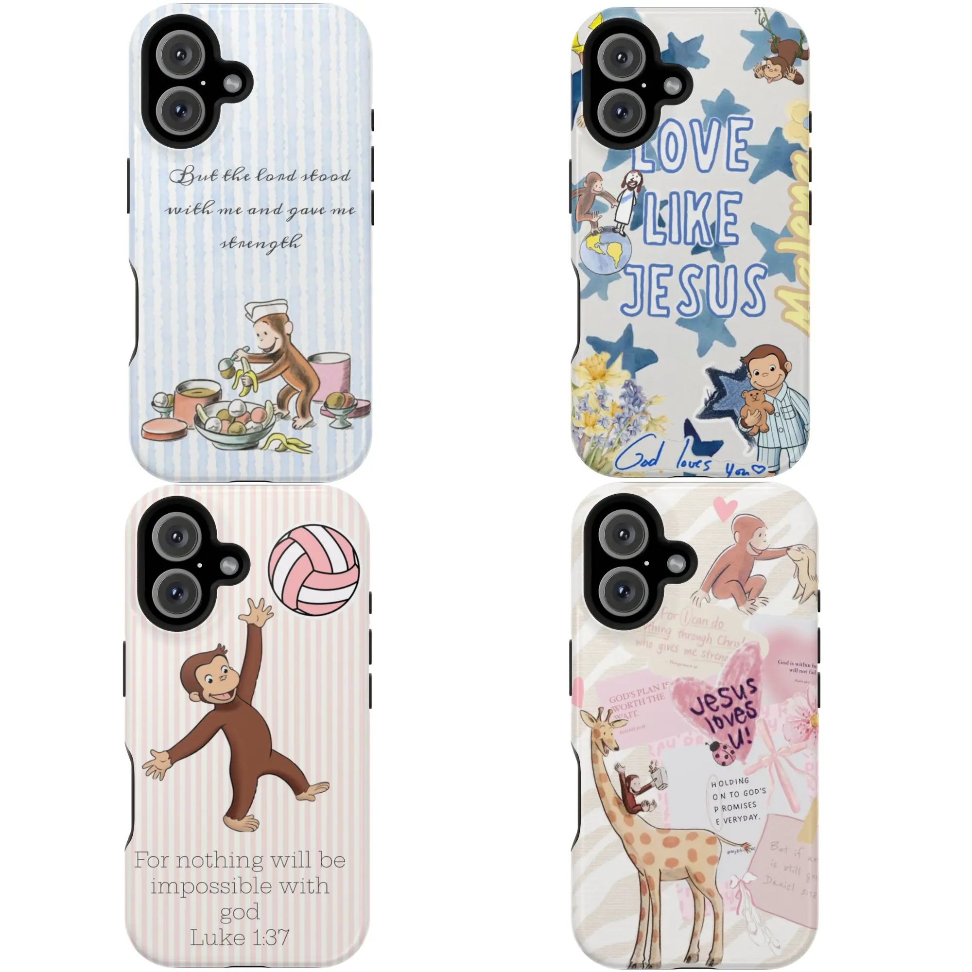 Faith-Inspired Christian Curious George Smartphone Cover - Silicone/Resin, Lightweight, Durable Multi-Model Casing, Over the Garden Wall Themed Protective Accessory for iPhone SE to 17 Pro Max, Samsung S21 Ultra to S25, Shock-Resistant