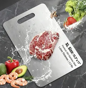 Gusto Lab Premium Double-Sided Stainless Steel Cutting Board | XL 304 Food Grade Heavy Duty Chopping Block | 1.2mm Thick | For Meat & Kneading Dough food preparation Non-slip smooth surface
