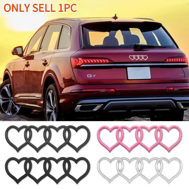 Audi Car Front & Rear Heart Emblem, Automobile Decals, Decals For Vehicles, Decal For Cars, Car Stickers, Hood Decoration, Scratch-Resistant Reinforced Badge, Replacement Logo for A3/a4/a5/a6/q3/q5/q7 Models