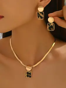 Women's Jewelry Set Earrings & Necklace, Geometric Design, Round Leopard Print Square Patchwork, Daily Wear Party Gift