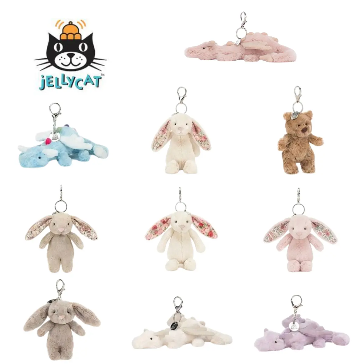 "New" Jellycat Collectible Plush Keychain - Cute Theme Animal/Food Stuffed Charm, Collectibles Hanging Pendant for Car/Backpack, Gift Accessory