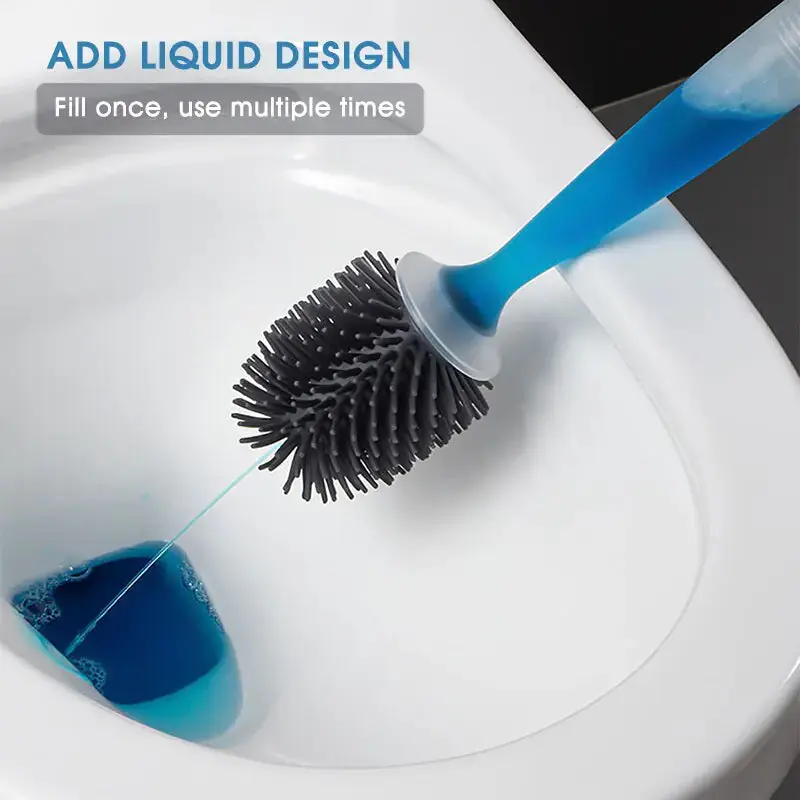 Cleaning Solution Refillable Silicone Toilet Brush