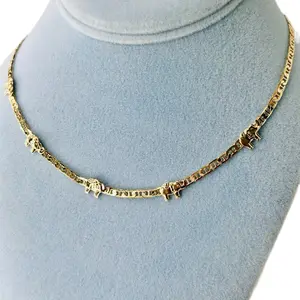 18k Gold Plated Beautiful Necklace Marinero Style White Elephant Design Elegant Fashion Jewelry