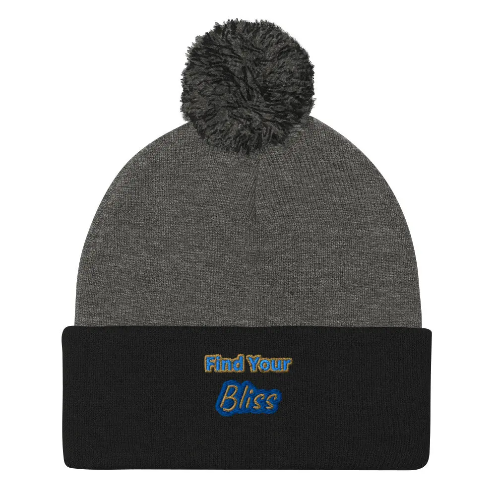 Life Coach Approved Two-Tone Find Your Bliss Pom-Pom Beanie