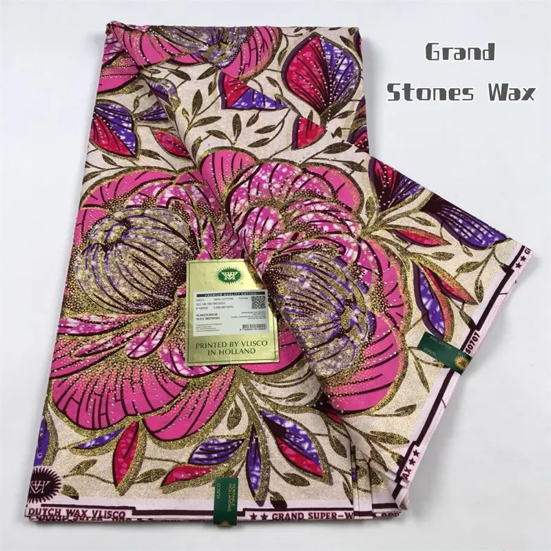 100% Ankara Grand Stone Fabric - Premium African Wax Print Fabric for Clothing, Home Decor