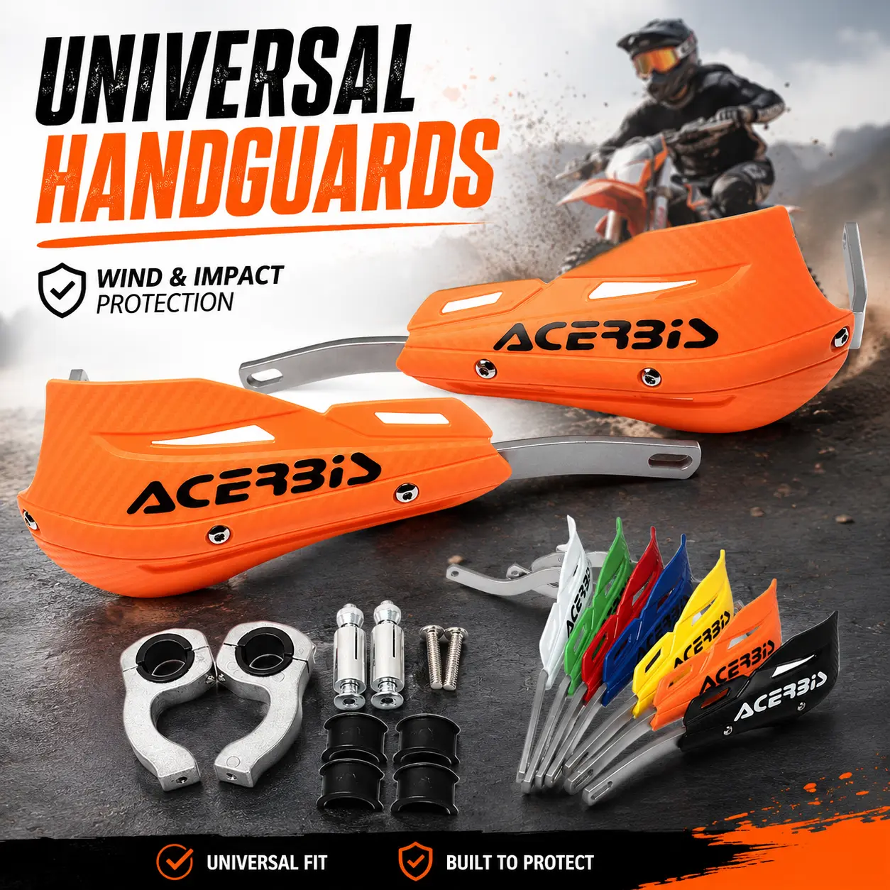 Universal Off-Road Motorcycle Handguards, Handlebar Wind Deflectors with Protective Shields, Crash-Resistant Hand Grip Guards for Dirt Bikes, Motocross and ATV Riding