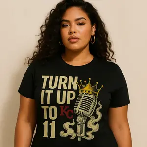 BeMac11 Turn It Up to 11 Tee KC Edition Cotton Fabric Men's/Women's T-Shirt Classic Fit Safety Green ANSI ISEA 107 High-Visibility Double-Needle Stitching - Top Womenswear Grey
