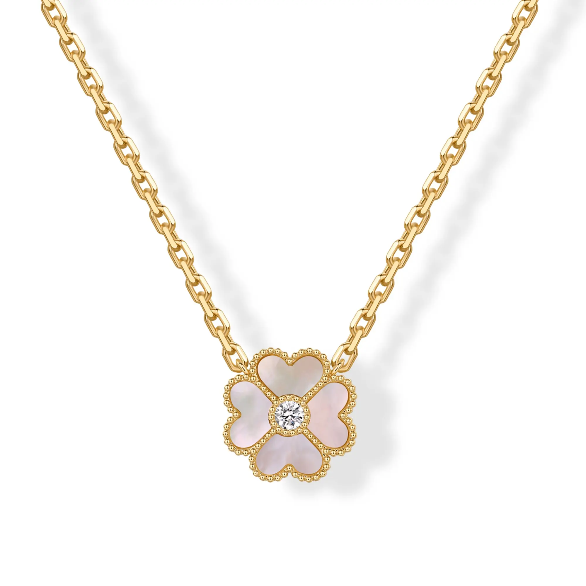 Mother of Pearl Flower - Yellow Gold