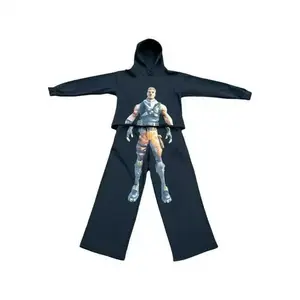 2025 Autumn New Fashion Sweatshirt Stylish Personality Street Tough Guy Print Unisex Casual Hoodie Set