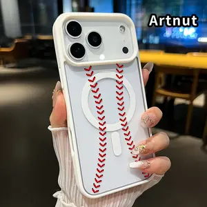 Magnetic Case for iPhone 17 Pro Max Air Promax Baseball Pattern Acrylic Back Shockproof Ultra Thin Mobile Phone Cover Gift for Boy