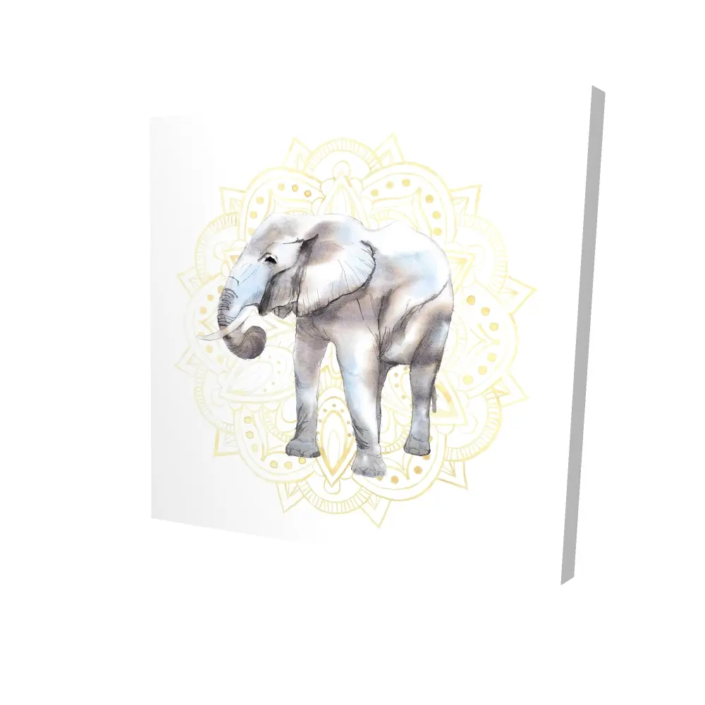 Begin Home Decor 2080-2424-AN391 24 x 24 in. Bohemian Elephant Canvas - Elephant on Mandalas - Home Decor
