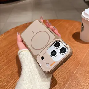 New fashionable and luxurious magnetic phone case suitable for iPhone 17 ProMax/16/15/14/13, supports wireless charging, all inclusive lens protection, matte skin feel, anti fall and anti slip protective cover, Shockproof Protector